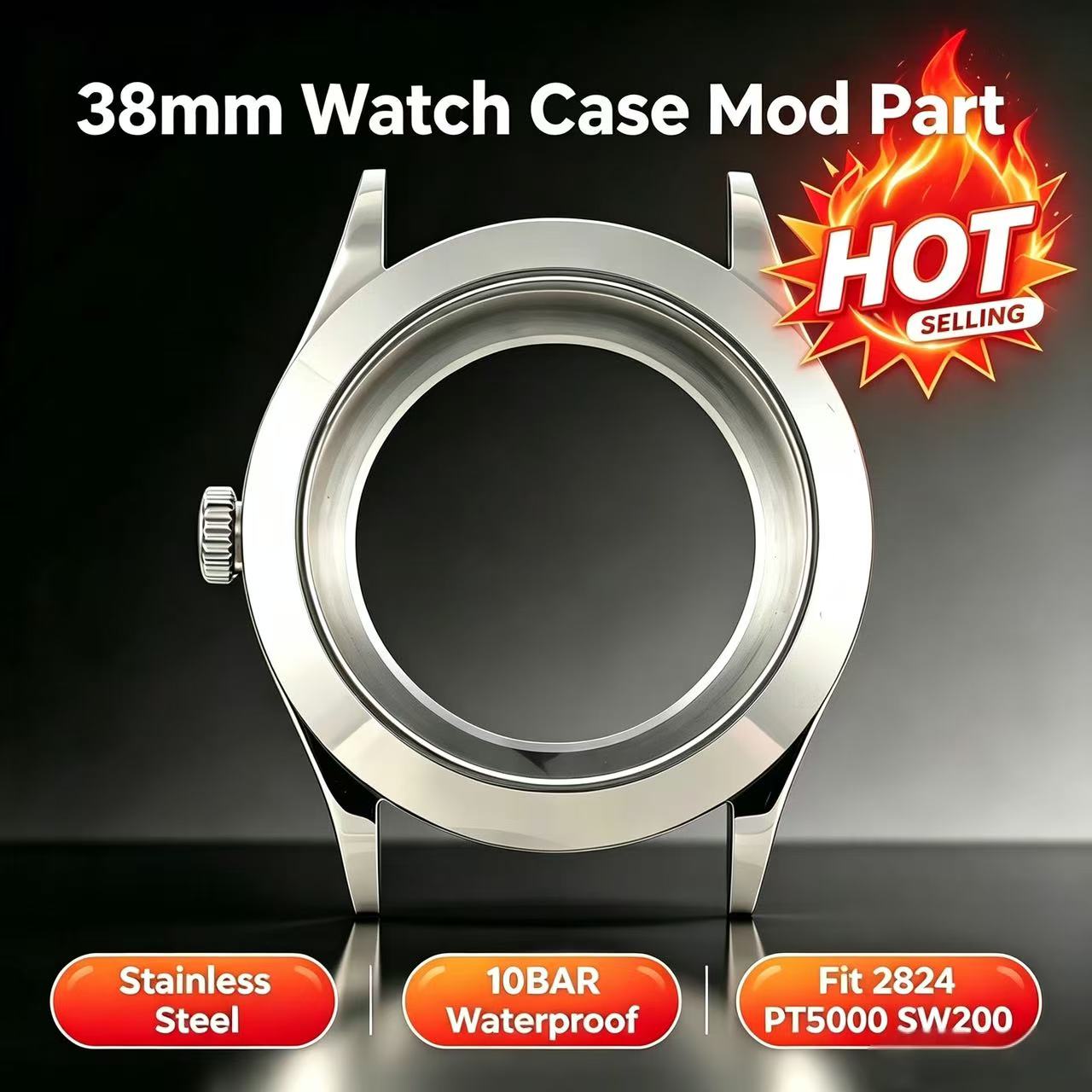 Watch Crystal Replacement - Casing Jam Tangan Stainless Steel 38mm