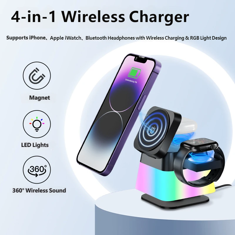 Watch Smartwatch Android - Stasiun Pengisi Daya Nirkabel Ganda 10W