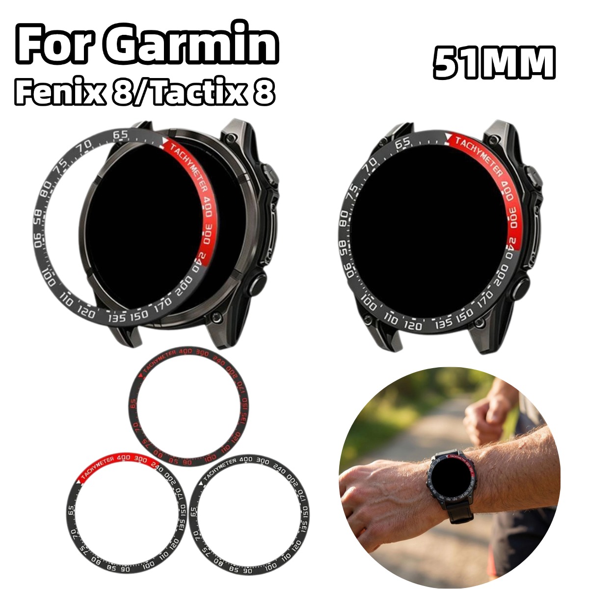 Watch Bezel Insert - Bezel Jam Tachymeter 51mm untuk Garmin