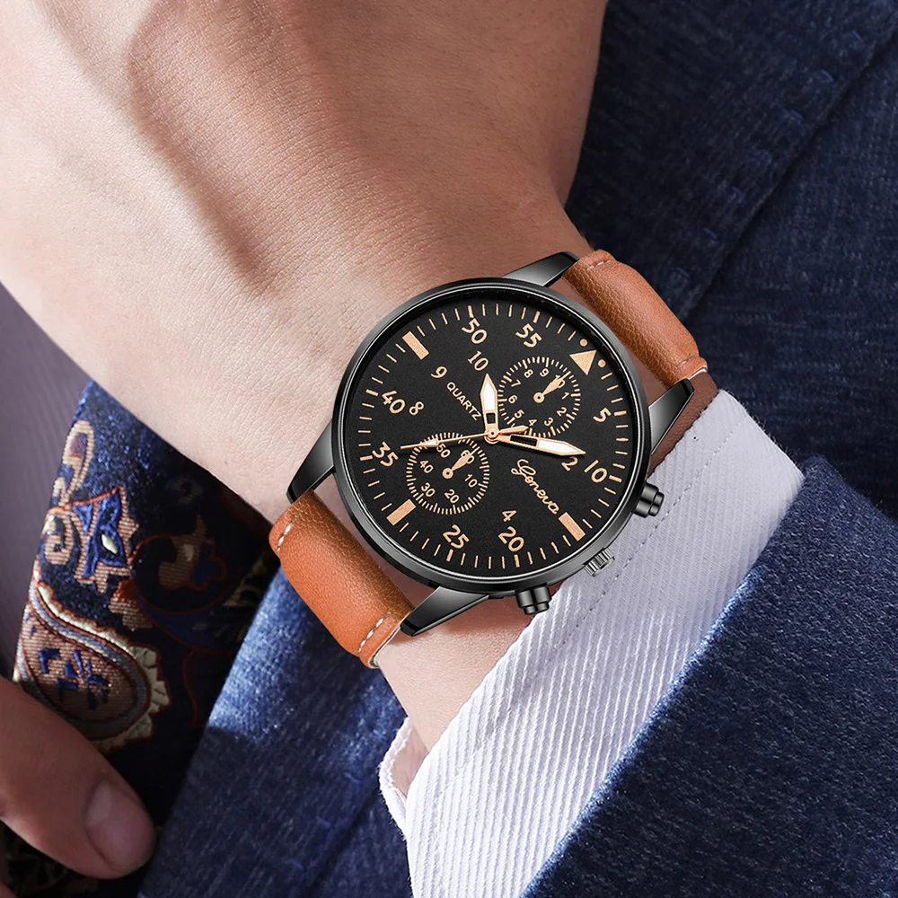 Smartwatch Vintage Watches For Men - AAA3Pcs Geneva Set Jam Tangan Pria