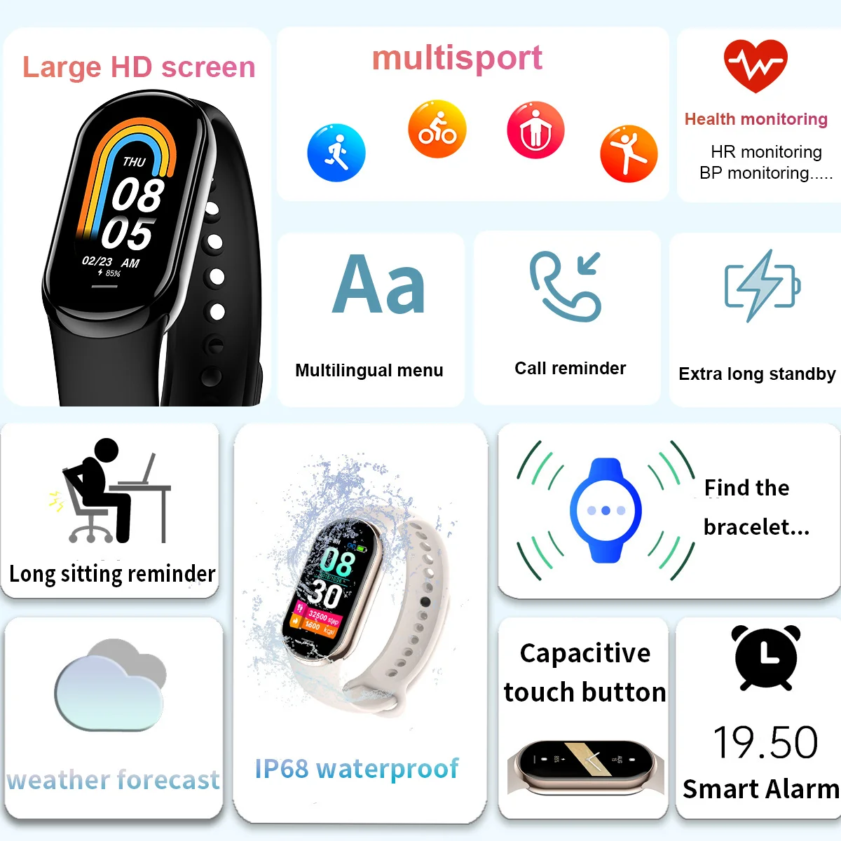 Jam Tangan Pintar M8 Band Keci - Smartwatch Sports Watches For Women ulasan dan harga
