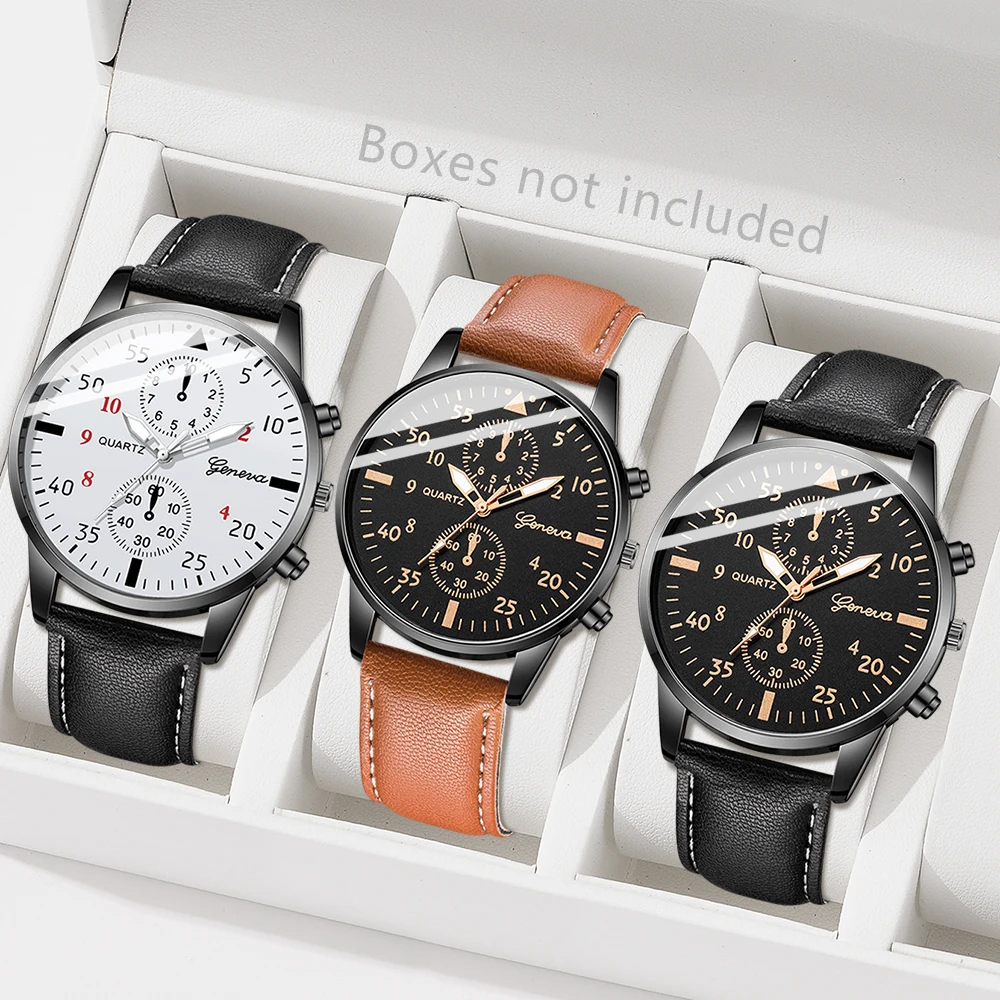 AAA3Pcs Geneva Set Jam Tangan  - Smartwatch Vintage Watches For Men ulasan dan harga